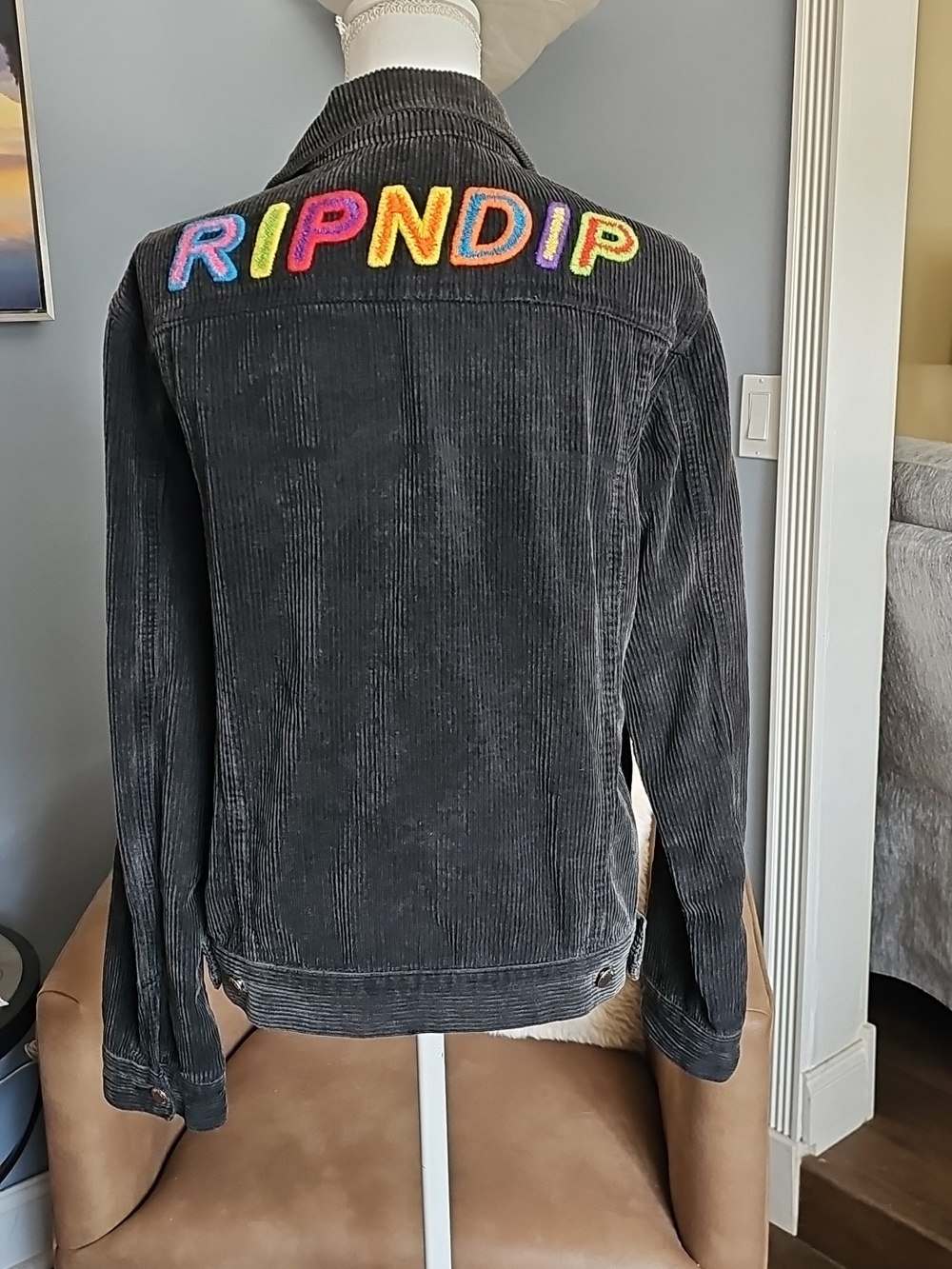 RIPNDIP Prisma Corduroy Jacket In Washed BLack SZ M - Picture 5 of 15